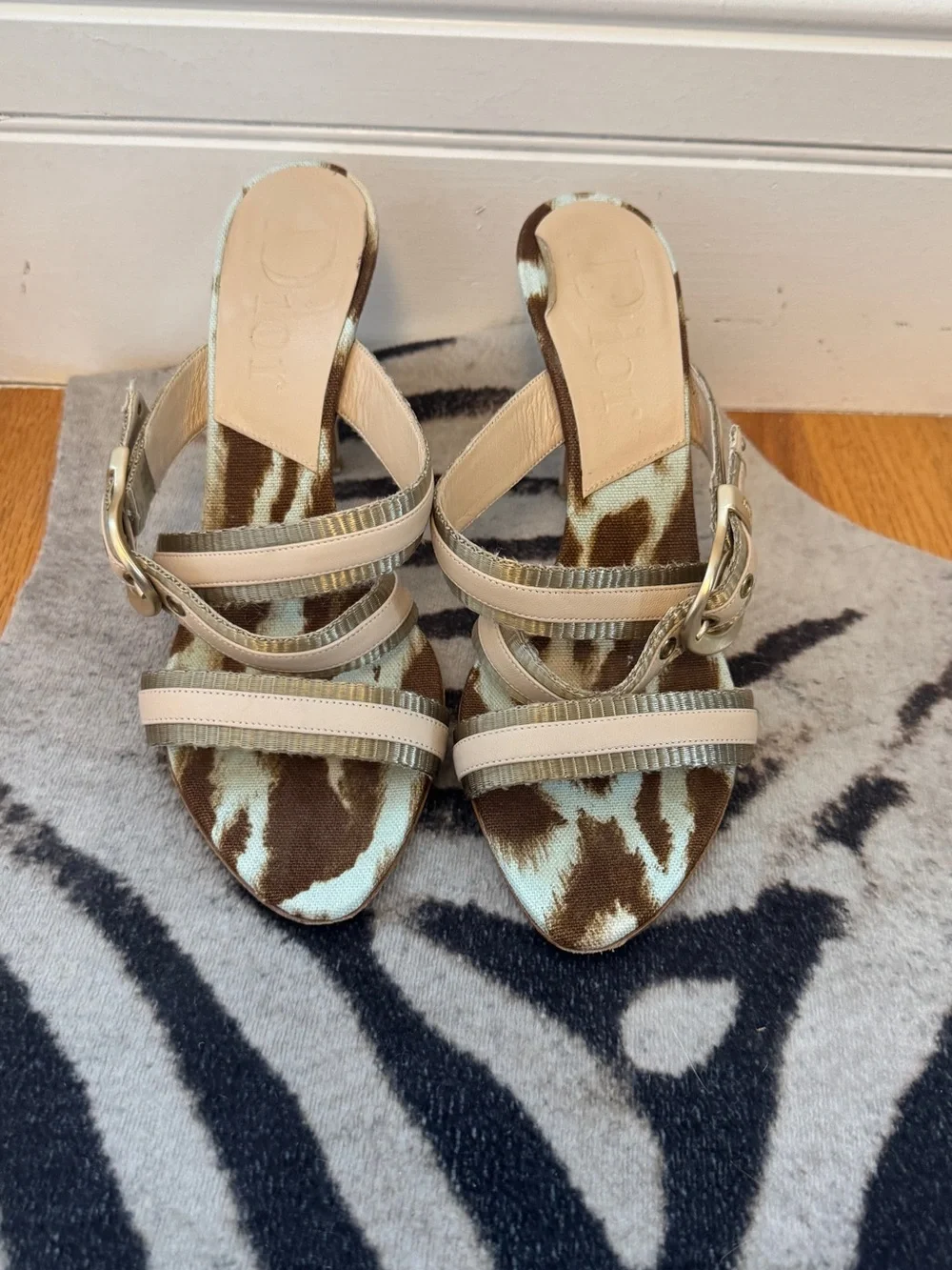 Dior Beige Strappy Heeled Sandals leopard print - Picture 2 of 11